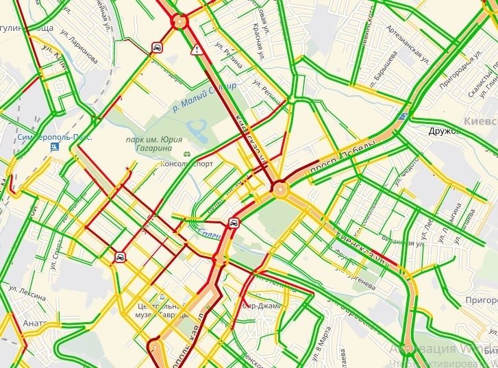 Пробки в симферополе сейчас карта
