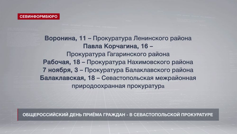 Попасть к любому прокурору Севастополя можно будет без записи 12 декабря