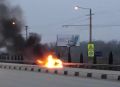 На Евпаторийском шоссе под Симферополем дотла сгорел автомобиль