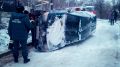 В Севастополе перевернувшийся автомобиль частично перекрыл дорогу