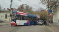 Новый трамвай попал в аварию в центре Евпатории