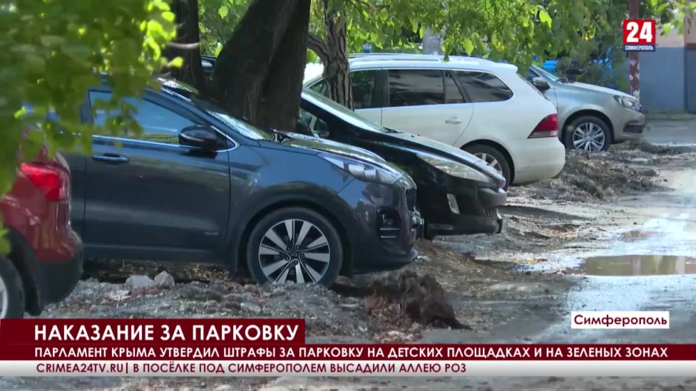 Парламент Крыма утвердил штрафы за парковку на детских площадках и на зеленых зонах