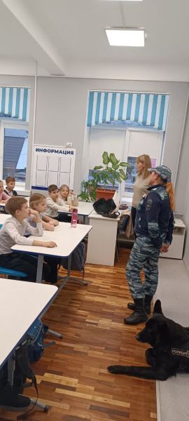 В Ялте полицейские-кинологи рассказали ученикам местной школы о своей работе