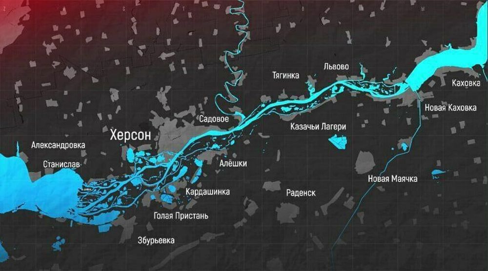 Карта возможного затопления левобережья Херсонской области после подрыва Каховской ГЭС - Лента новостей Крыма