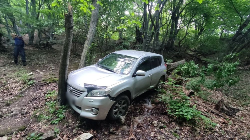 Сотрудники Алуштинского АСО ГКУ РК «КРЫМ-СПАС» эвакуировали автомобиль,  скатившийся в овраг глубиной 70 метров - Лента новостей Крыма