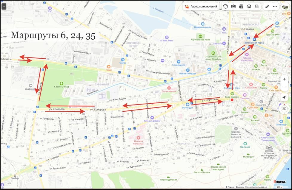 Карта автобусов в керчи