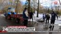 Студенты вышли на уборку парка имени Гагарина в Симферополе