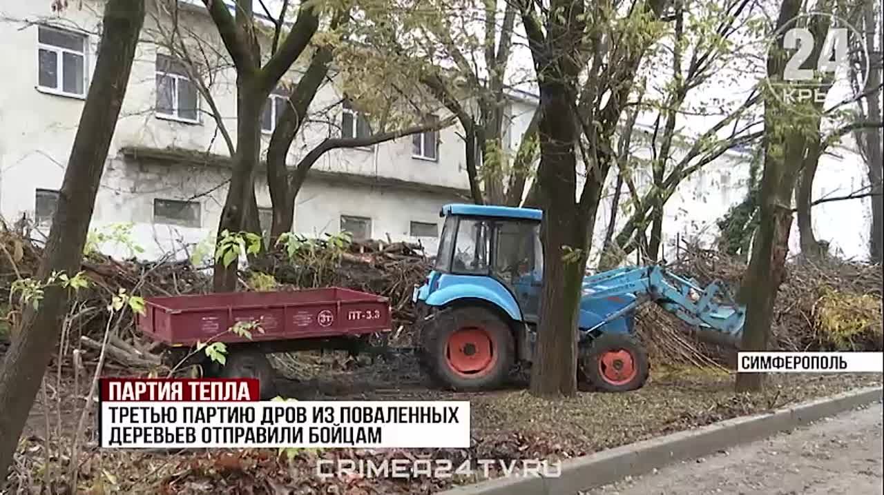 Волонтёры из Симферополя отправили партию дров в зону СВО. Рухнувшим  деревьям во время «шторма века» нашли применение – их порубили на дрова и  отправляют бойцам на передовую - Лента новостей Крыма