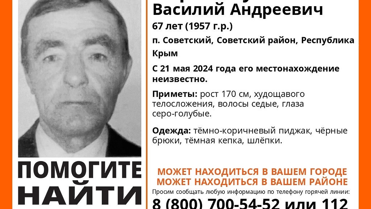 ЛизаАлерт»Крым: пропал 67-летний житель Советского района - Лента новостей  Крыма