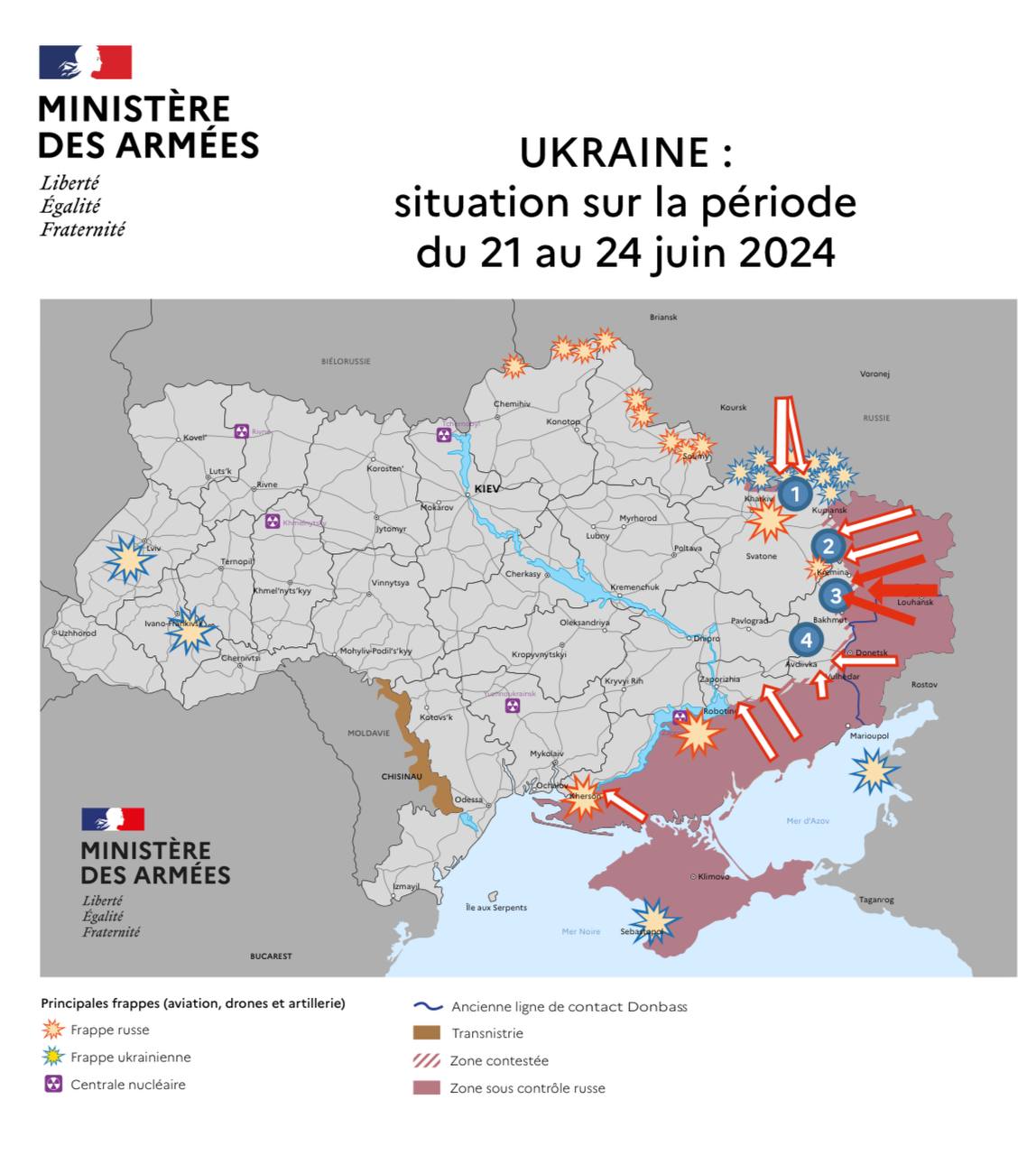 Оперативная обстановка к 24 июня по версии министерства обороны Франции -  Лента новостей Крыма