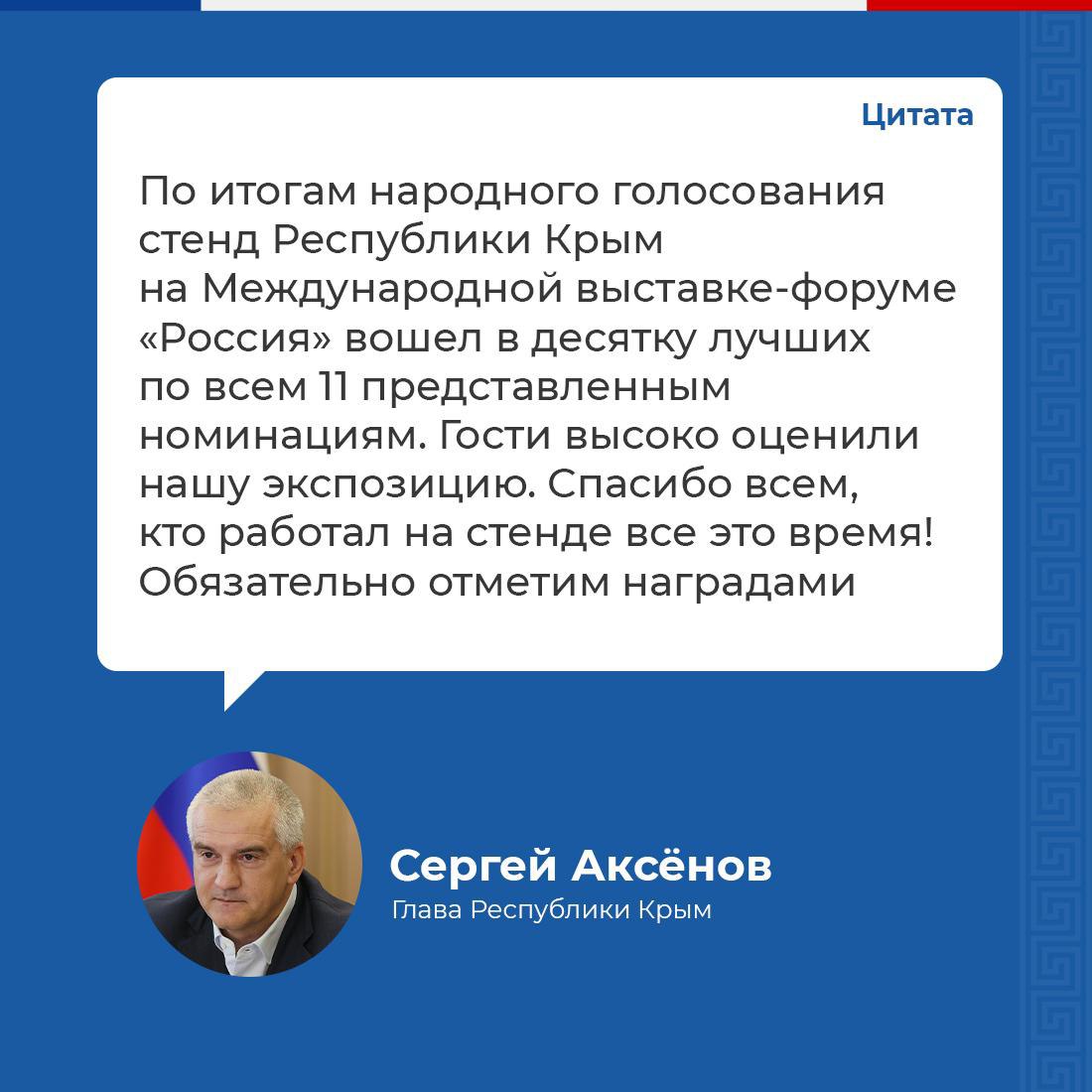 Стенд Республики Крым на выставке «Россия» вошёл в десятку лучших по итогам  народного голосования - Лента новостей Крыма