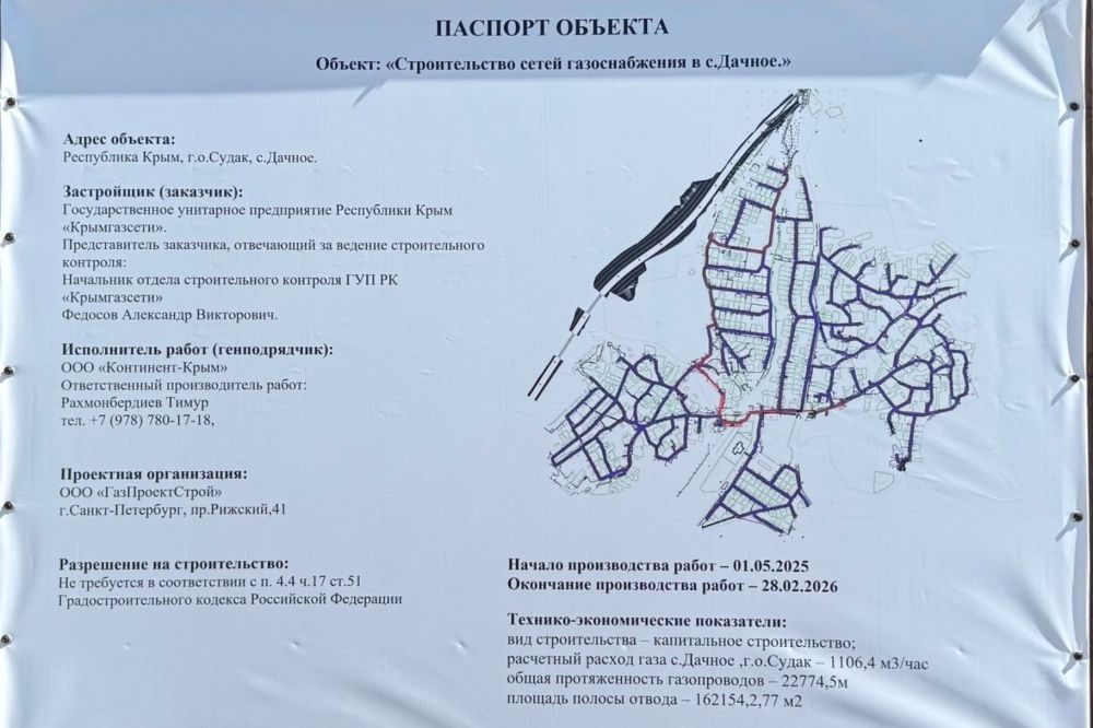 Начались работы по газификации с.Дачное городского округа Судак