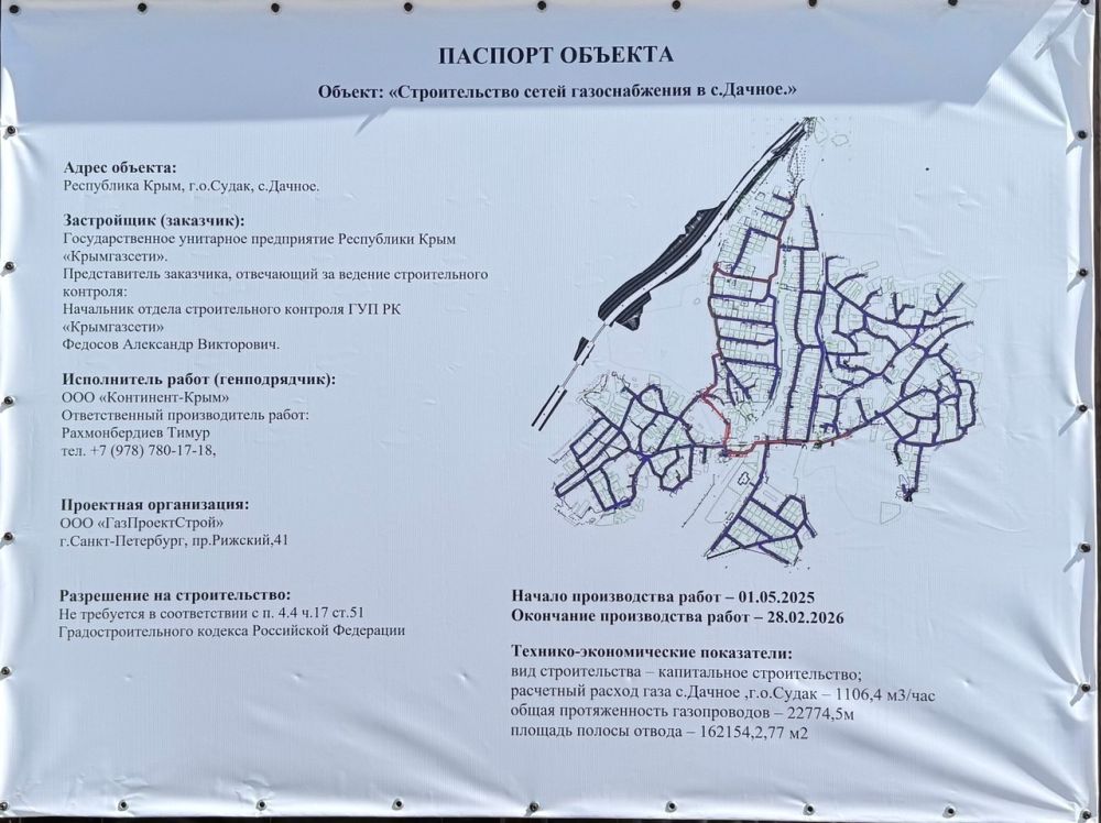 Начались работы по газификации с.Дачное городского округа Судак
