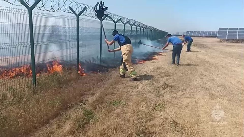 Ландшафтный пожар на тысячу квадратов потушили во Владиславовке около электростанции