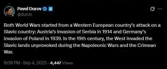 Павел Дуров продолжил разносить хищническую сущность Запада