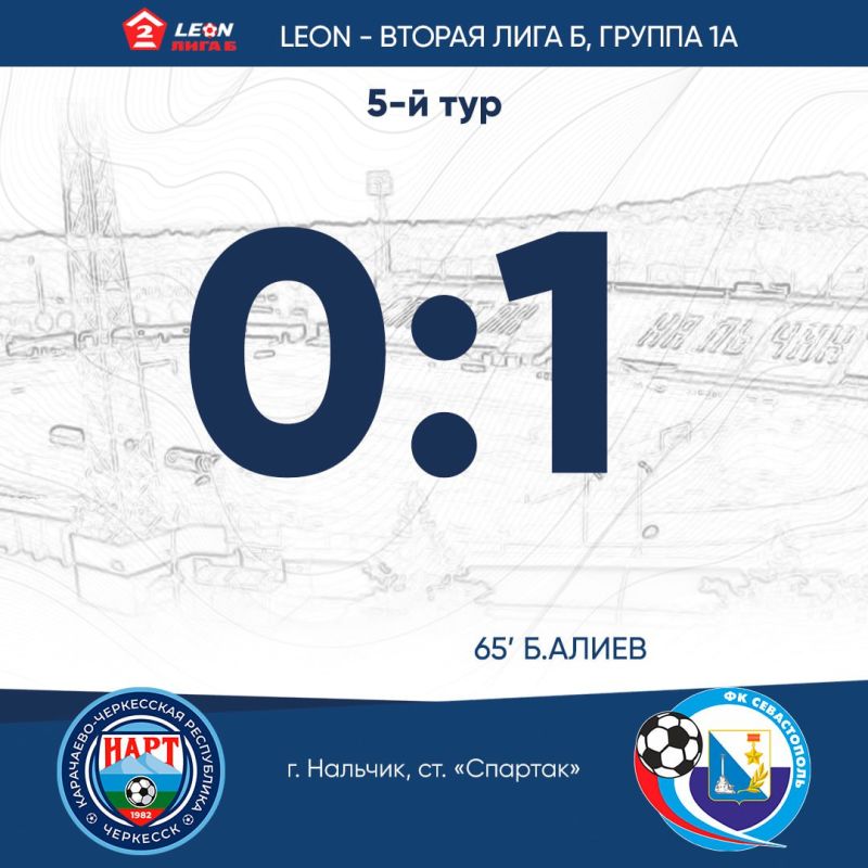 В Нальчике на стадионе «Спартак» встречались «Нарт» и «Севастополь» — два лучших коллектива финального турнира в группе 1А LEON-Второй лиги Б. Цена победы была очень высока