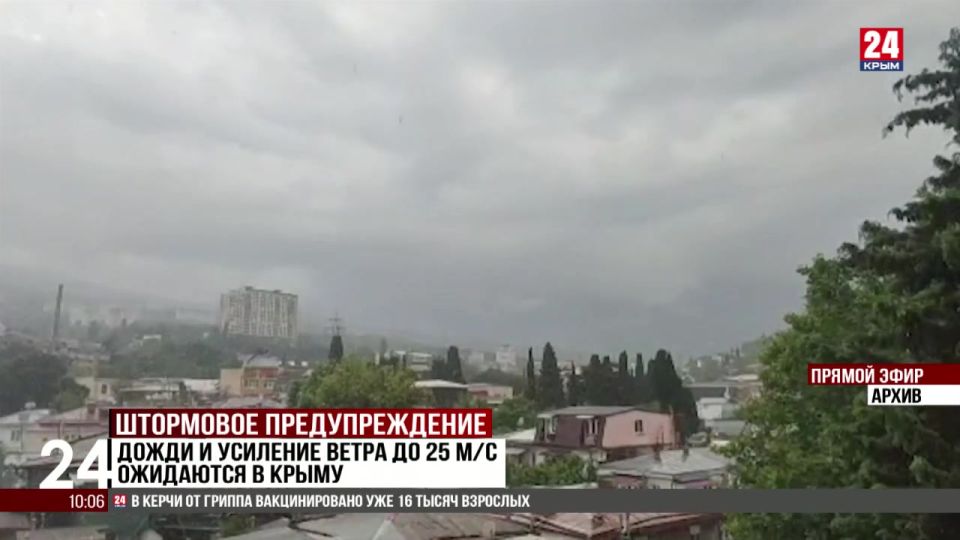 Дожди и ветер до 25 метров в секунду ожидаются в Крыму