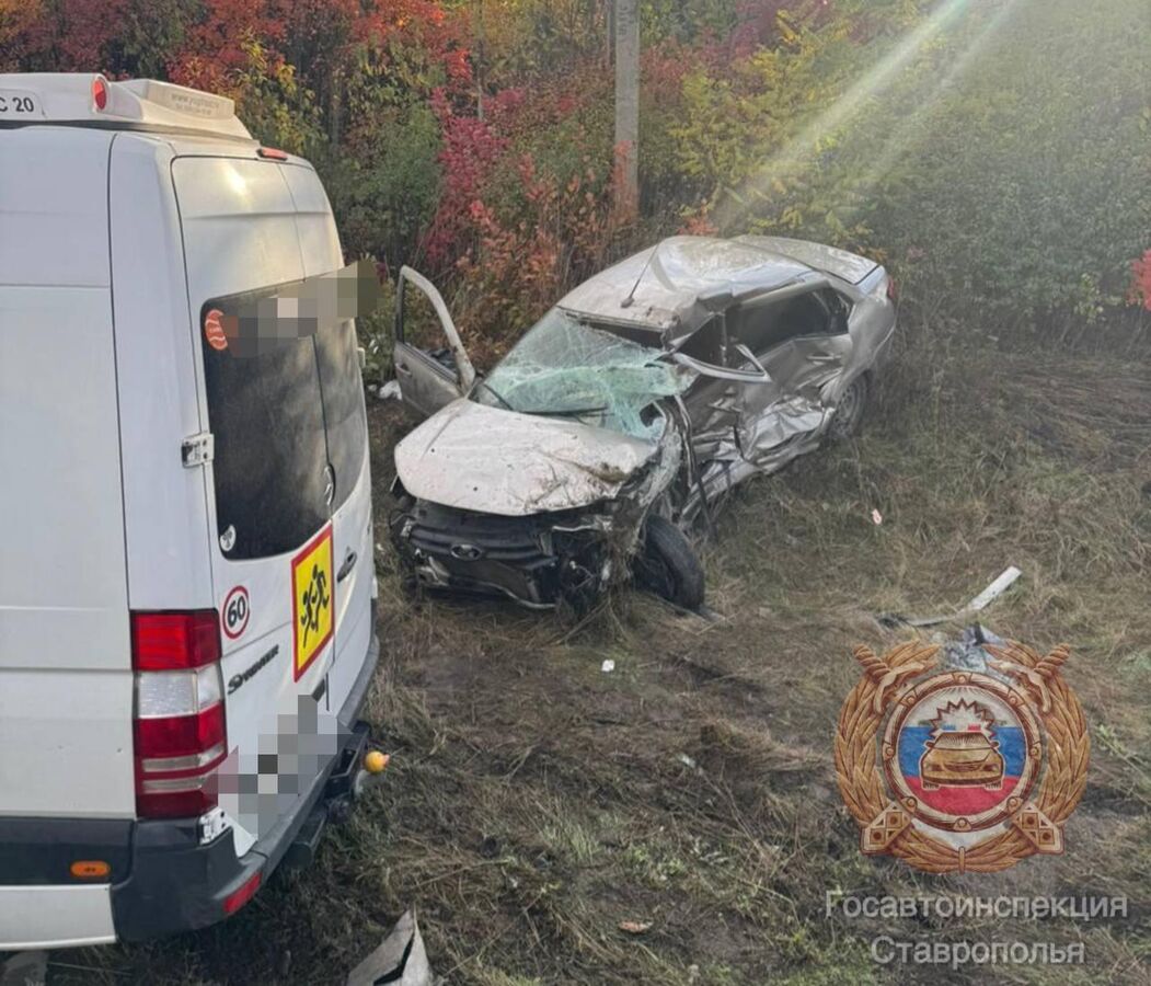 Микроавтобус с 18 детьми попал в ДТП на Ставрополье