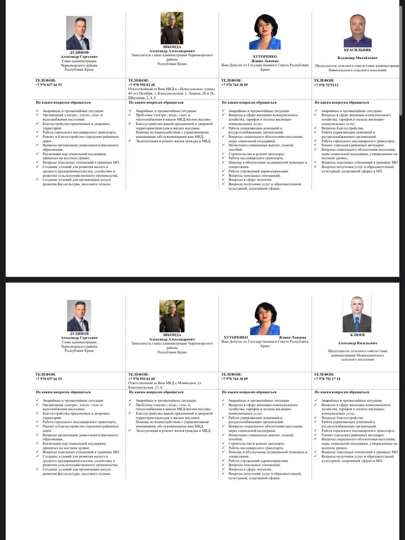 Друзья! Оставляем контактные номера телефонов главы администрации Черноморского района, заместителей, глав сельских поселений и личные номера телефонов для населения Друзья! Оставляем контактные номера телефонов главы администрации Черноморского района, заместителей, глав сельских поселений и личные номера телефонов для населения