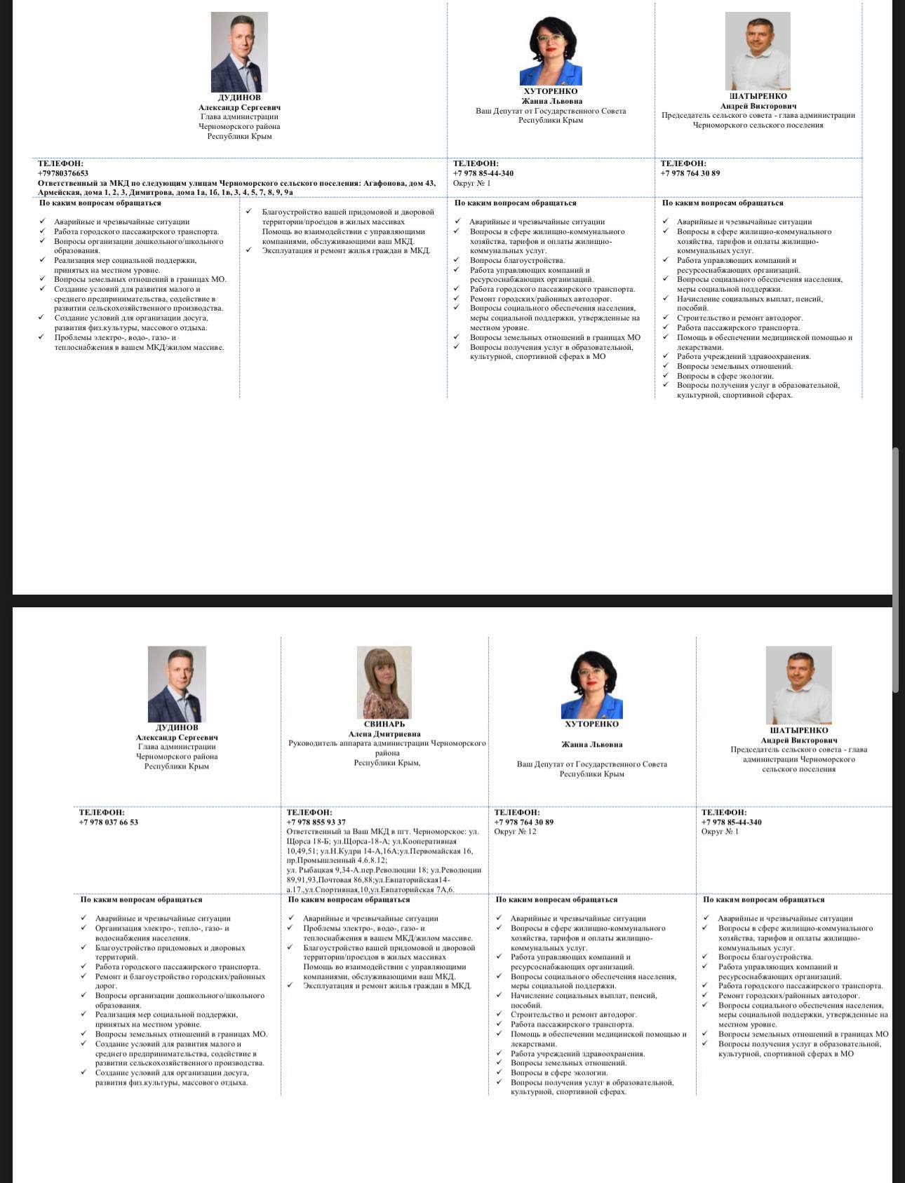 Друзья! Оставляем контактные номера телефонов главы администрации Черноморского района, заместителей, глав сельских поселений и личные номера телефонов для населения Друзья! Оставляем контактные номера телефонов главы администрации Черноморского района, заместителей, глав сельских поселений и личные номера телефонов для населения