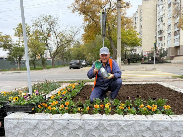 На двух улицах Евпатории высадили цветы