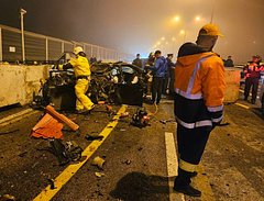 МВД: Двое взрослых погибли в ДТП на Крымском мосту, двое детей госпитализированы МВД: Двое взрослых погибли в ДТП на Крымском мосту, двое детей госпитализированы