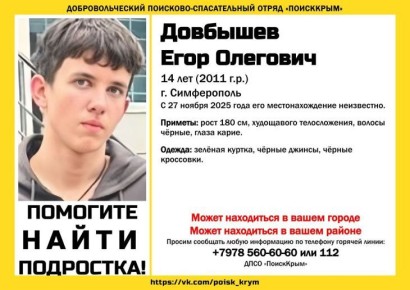 В Симферополе ищут 14-летнего Егора Довбышева