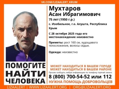 В Крыму разыскивают 75-летнего мужчину, пропавшего в Алуште