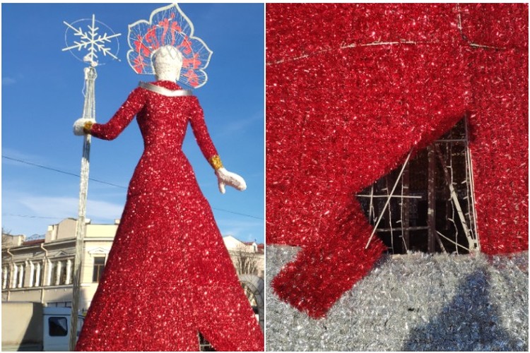 Высотой с трехэтажный дом: центр Симферополя украшают гигантскими фигурами Деда Мороза и Снегурочки Высотой с трехэтажный дом: центр Симферополя украшают гигантскими фигурами Деда Мороза и Снегурочки