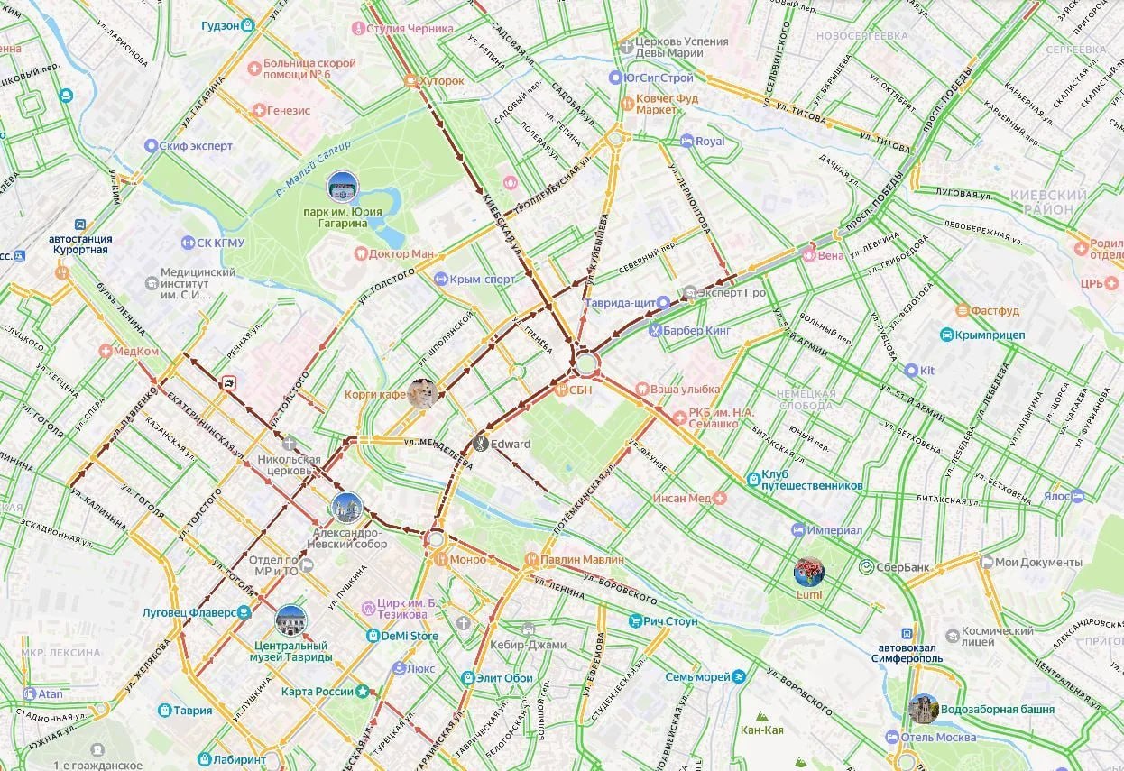 Дорожный коллапс: центр Симферополя сковали 7-балльные пробки