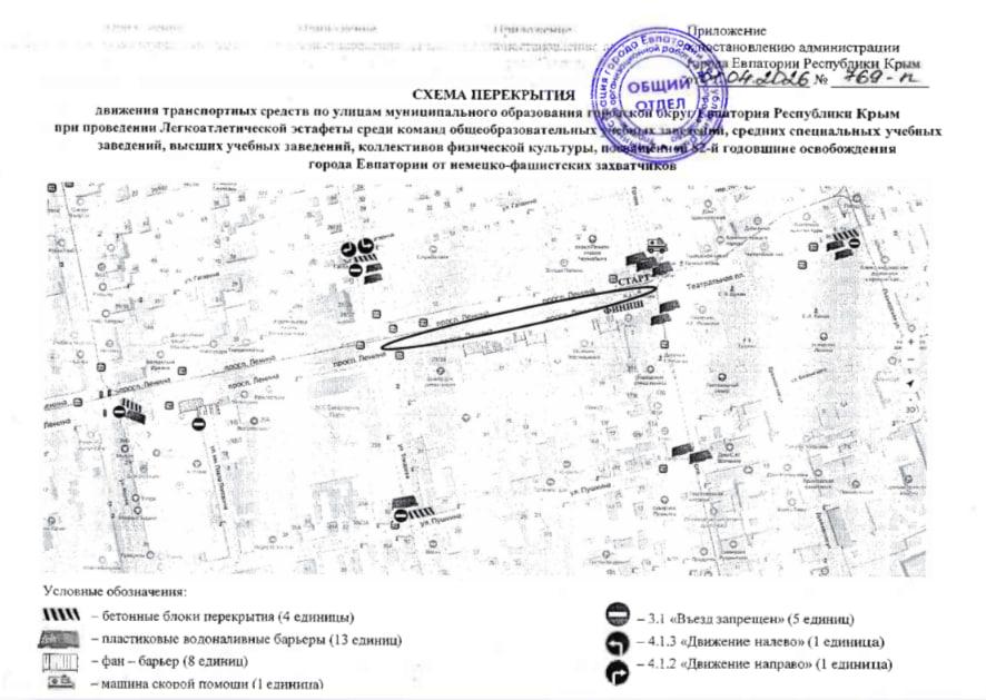Движение машин по улицам Евпатории завтра частично перекроют