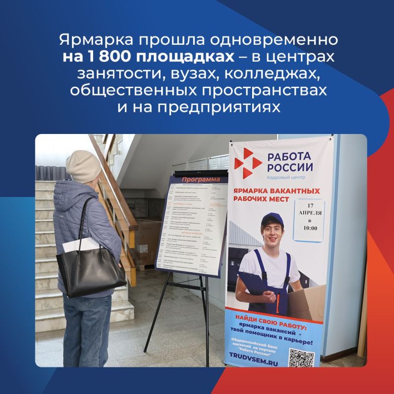 Сегодня по всей стране прошёл региональный этап Всероссийской ярмарки трудоустройства «Работа России. Время возможностей» Сегодня по всей стране прошёл региональный этап Всероссийской ярмарки трудоустройства «Работа России. Время возможностей»