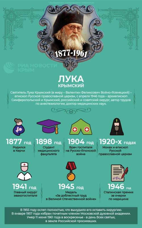 Священник и хирург Лука Крымский – инфографика РИА Новости Крым Священник и хирург Лука Крымский – инфографика РИА Новости Крым