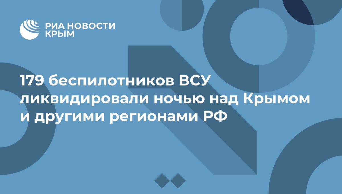 179 беспилотников ВСУ ликвидировали ночью над Крымом и другими регионами РФ