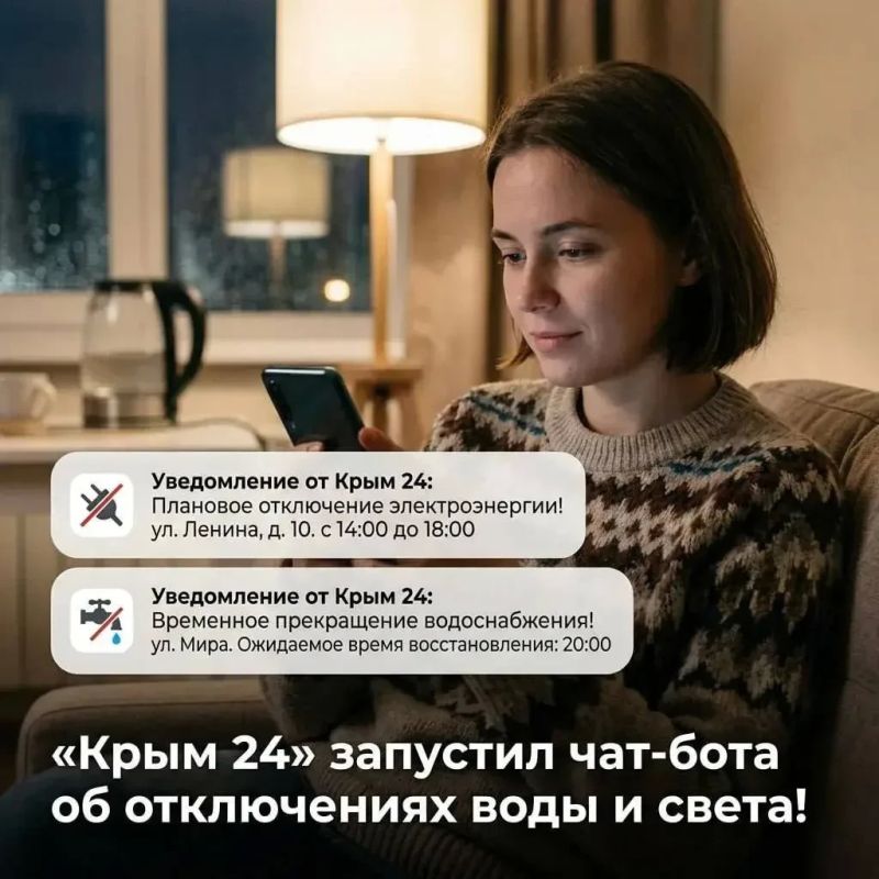 Чат-бот «Крым 24» сообщит об отключениях света и воды в Крыму