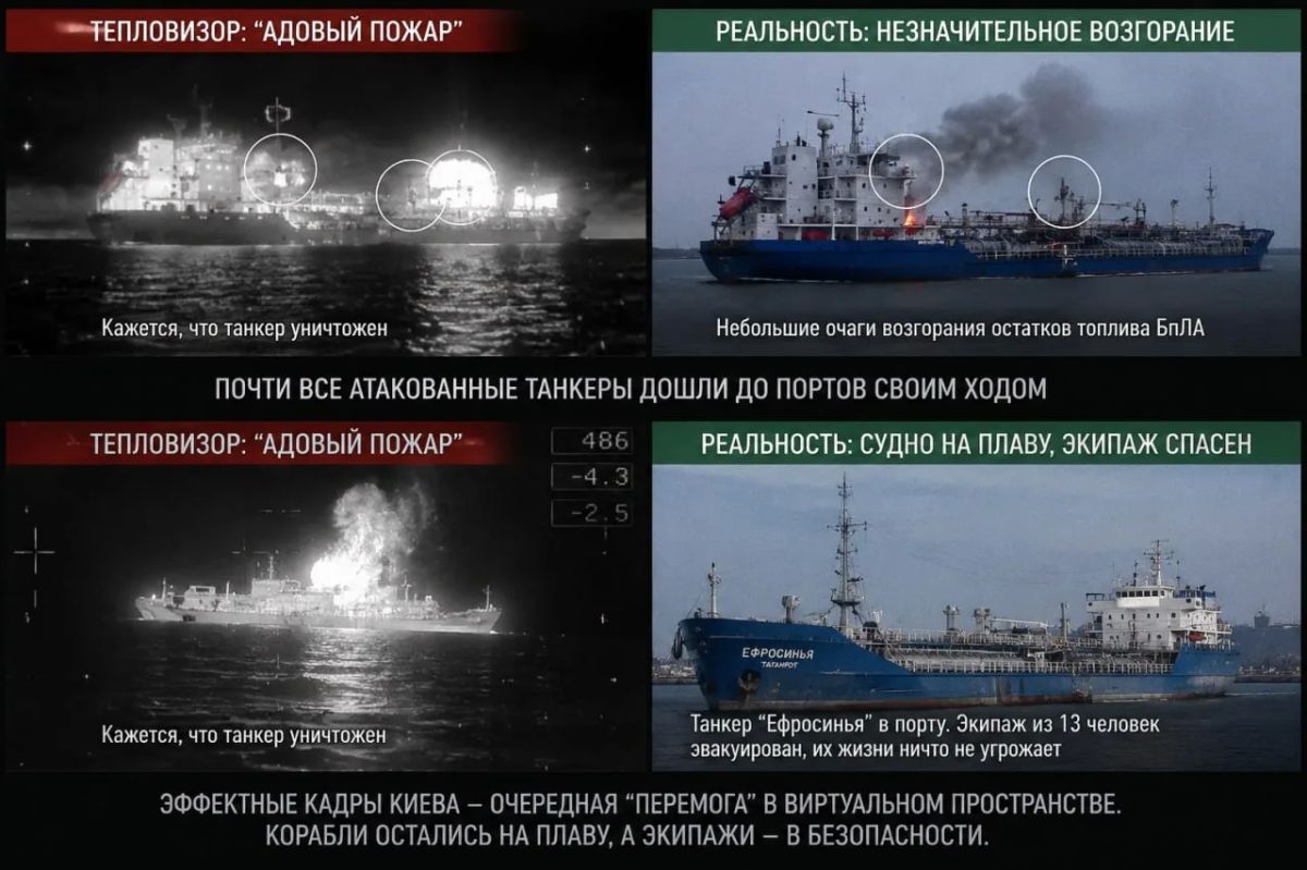 «Адовый пожар» в тепловизоре: Как Киев выдал незначительные возгорания за уничтожение танкеров «Адовый пожар» в тепловизоре: Как Киев выдал незначительные возгорания за уничтожение танкеров