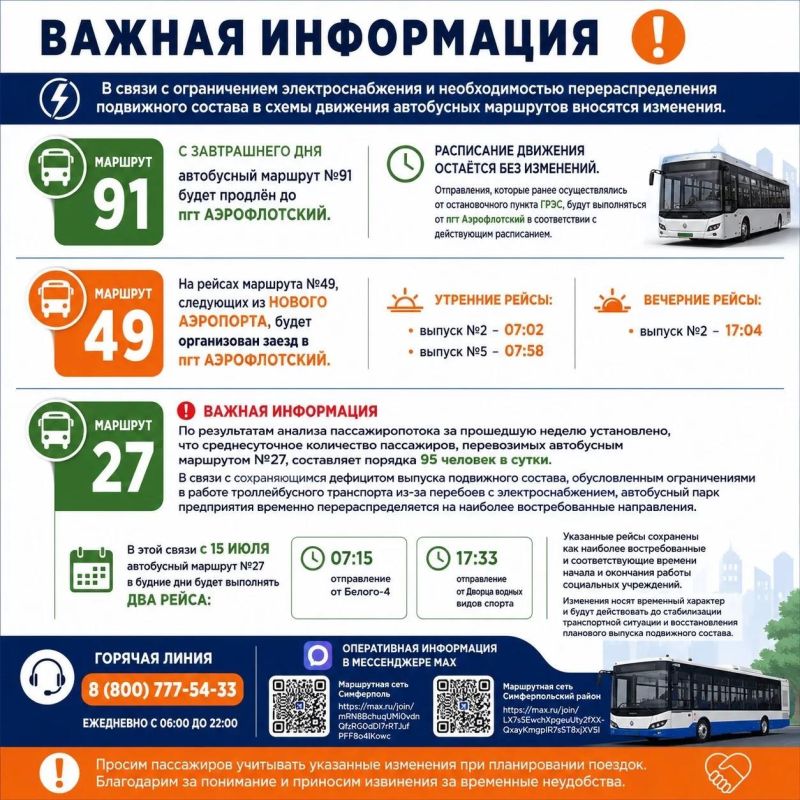 В Симферополе временно изменили схемы движения трёх автобусных маршрутов