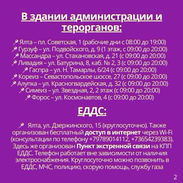 Адреса Центров содействия в Ялтинском регионе Адреса Центров содействия в Ялтинском регионе