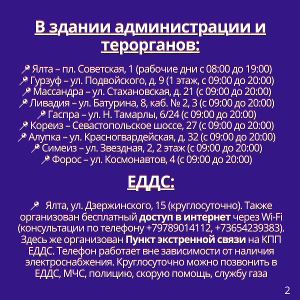 Адреса Центров содействия в Ялтинском регионе Адреса Центров содействия в Ялтинском регионе