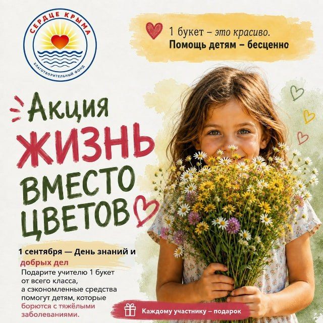 Вместо покупки букетов к 1 сентября крымчане могут помочь тяжелобольным детям