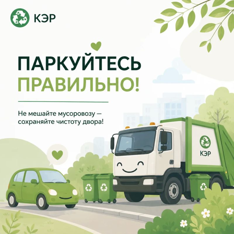 Уважаемые автовладельцы!. Неправильно припаркованный автомобиль может помешать мусоровозу подъехать к контейнерной площадке
