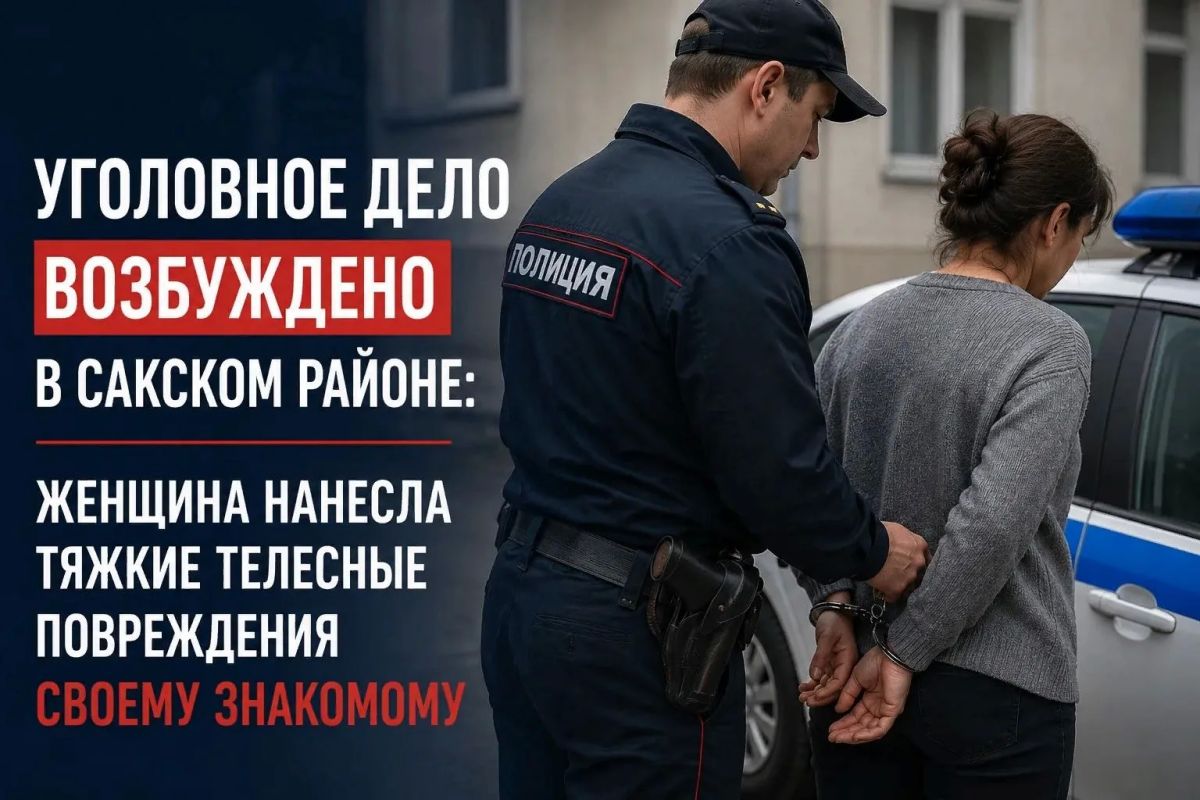 Уголовное дело возбуждено в Сакском районе: женщина нанесла тяжкие телесные повреждения своему знакомому
