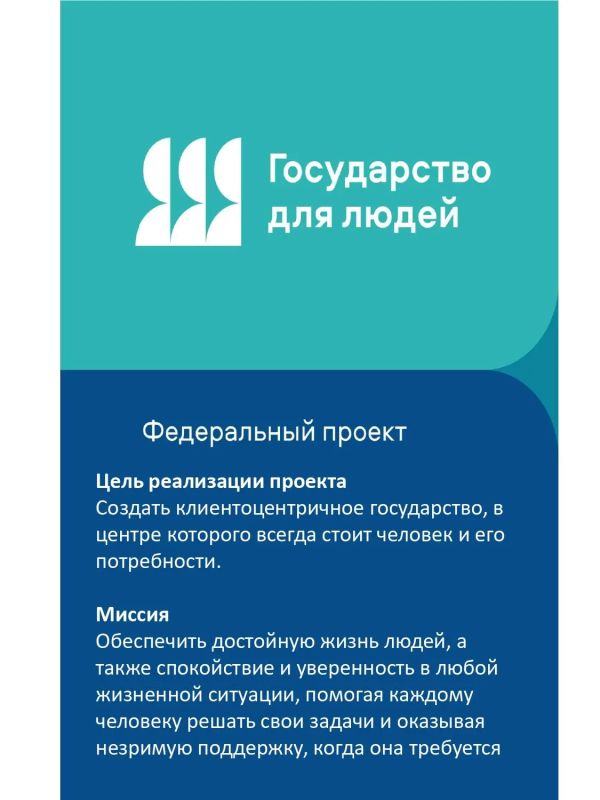 Федеральный проект «Государство для людей» является частью инициатив по социально-экономическому развитию России и начал свою реализацию на федеральном и региональном уровнях в 2021 году