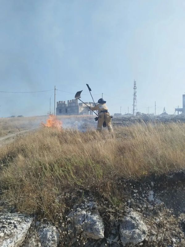 Ликвидация возгорания сухой травы в Ленинском районе Ликвидация возгорания сухой травы в Ленинском районе