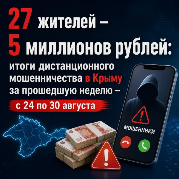 27 жителей – 5 миллионов рублей: итоги дистанционного мошенничества в Крыму за прошедшую неделю – с 24 по 30 августа