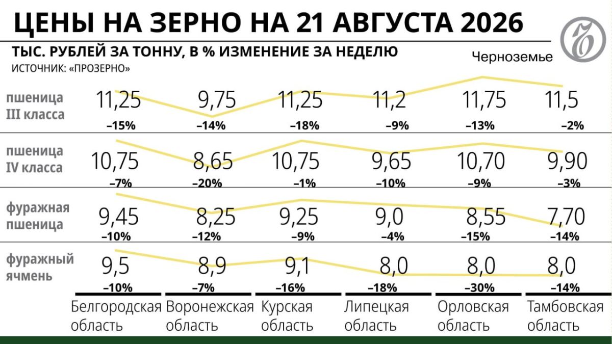 Экспорт клюет по зернышку: цены на пшеницу в Черноземье упали меньшими темпами, чем в стране
