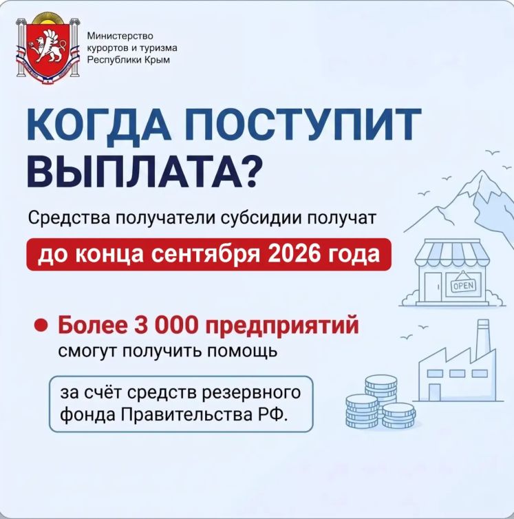 Утвержден порядок федеральных выплат в размере трех МРОТ крымскому турбизнесу Утвержден порядок федеральных выплат в размере трех МРОТ крымскому турбизнесу