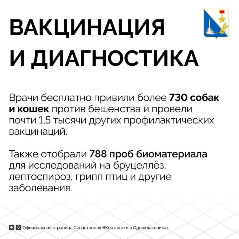 Ветеринарная служба Севастополя в августе организовала сотни проверок продукции и вакцинировала домашних животных Ветеринарная служба Севастополя в августе организовала сотни проверок продукции и вакцинировала домашних животных