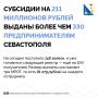 Более 330 предпринимателей Севастополя уже получили субсидию на 211 миллионов рублей