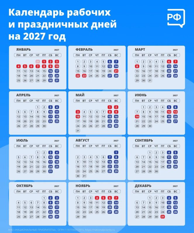 На Новый год будем отдыхать целых 11 дней — с 31 декабря 2026-го по 10 января 2027 года